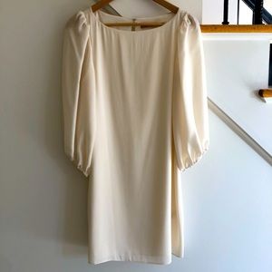Alice+Olivia cream silk dress size S. Sheer sleeves, silk bodice.